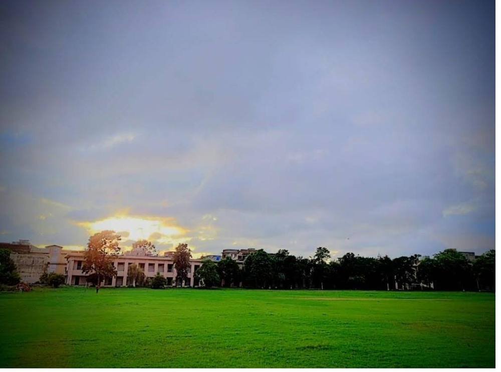 Evening light over the college grounds