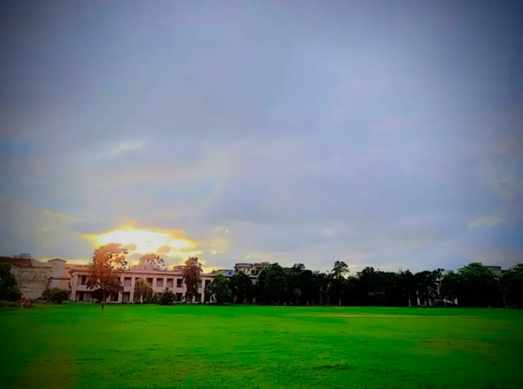 Evening light over the college grounds