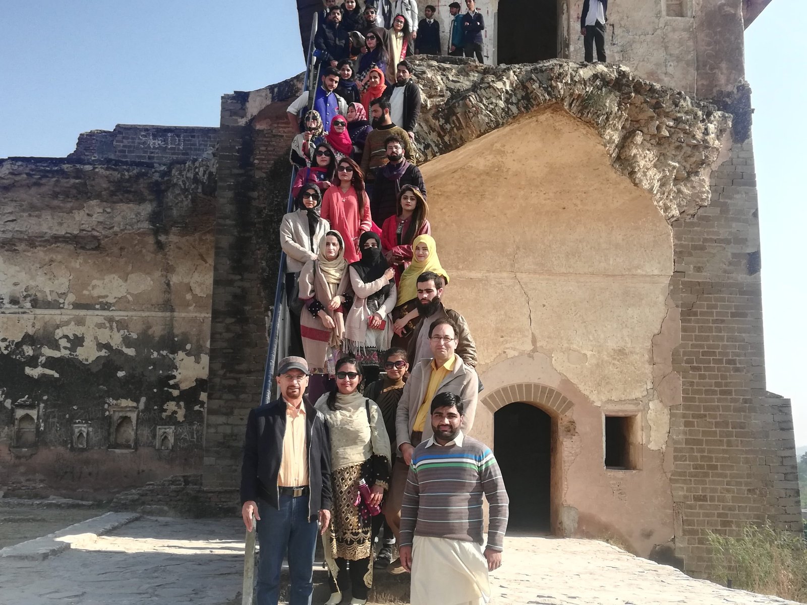 Geography students and faculty on an educational trip to Rohtas Fort